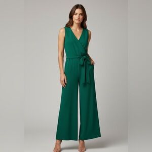 CALVIN KLEIN Dressy, Sleeveless Green Jumpsuit Size 10 Holiday Party Christmas